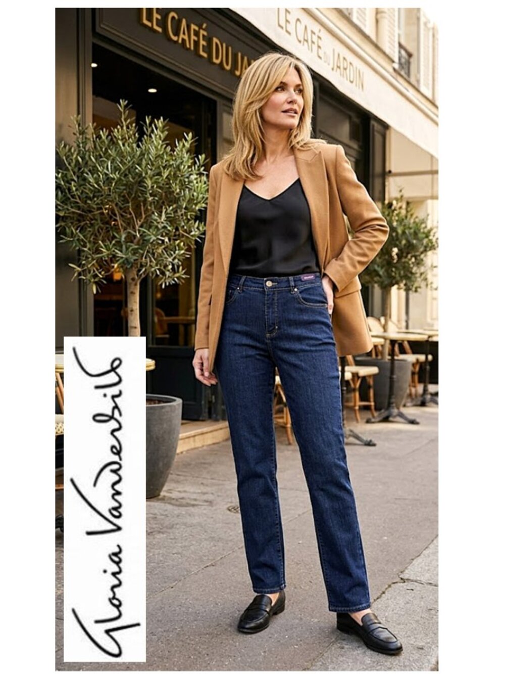 GLORIA VANDERBILT - Dark wash Amanda style straight leg blue jeans
